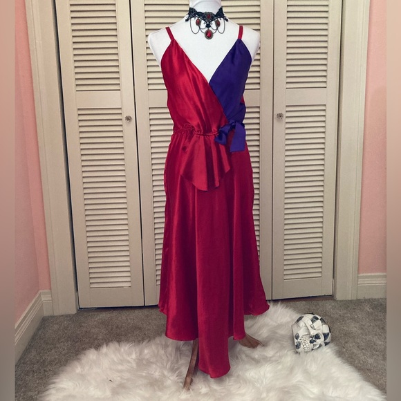 Vintage 80s Gold Label Victoria’s Secret red & purple Dress - Picture 13 of 16